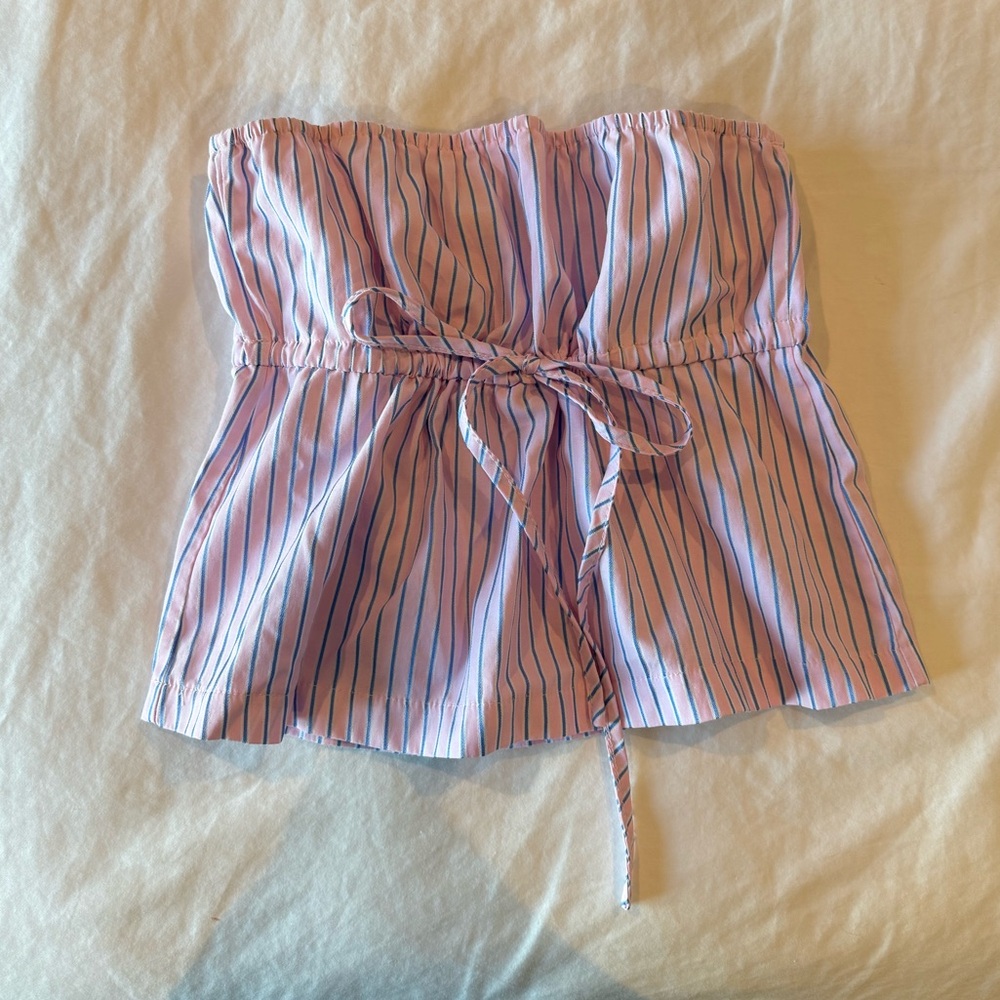Edikted Augusta Pinstripe Strapless Top